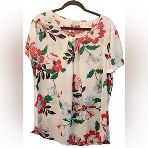 XXL Van Heusen White Floral Blouse